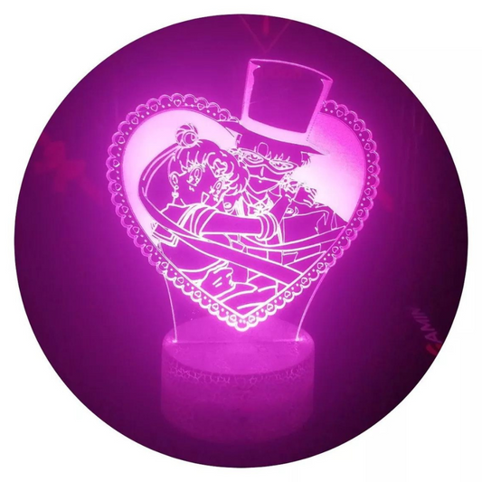 Lámpara 3D Led Tuxedo Mask Y Sailor Moon