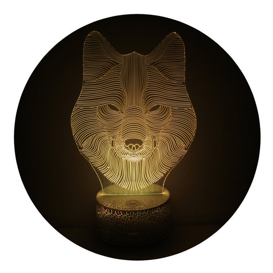 Lámpara 3D Led Lobo Mirada Frontal