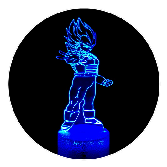 Lámpara 3D Led Principe Vegeta 002 Dragon Ball