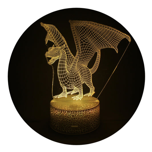 Lámpara 3D Led Dragon Con Alas Gigantes