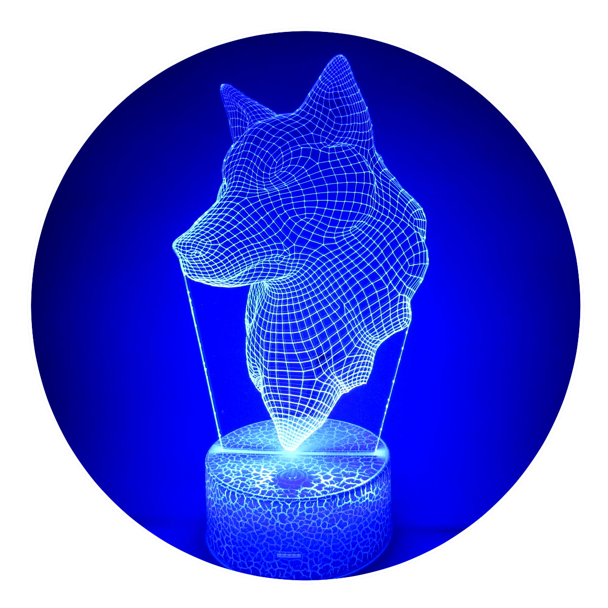 Lámpara 3D Led Lobo Mirada de Perfil