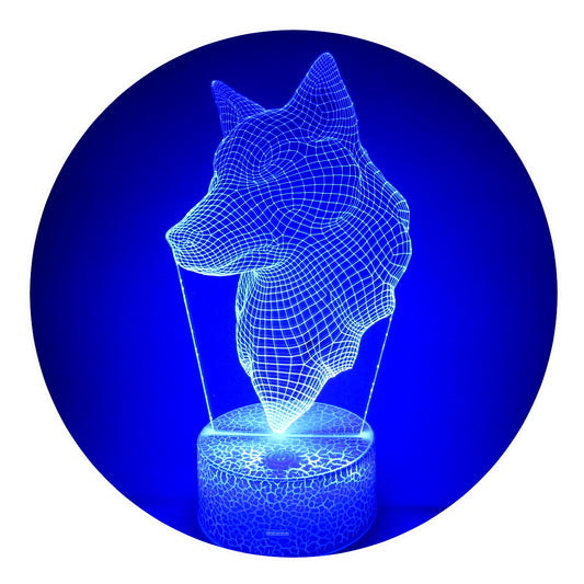 Lámpara 3D Led Lobo Mirada de Perfil