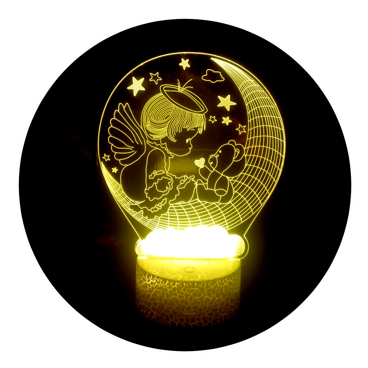 Lámpara 3D Led Angel Oso Luna