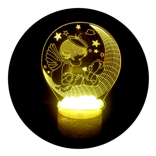 Lámpara 3D Led Angel Oso Luna