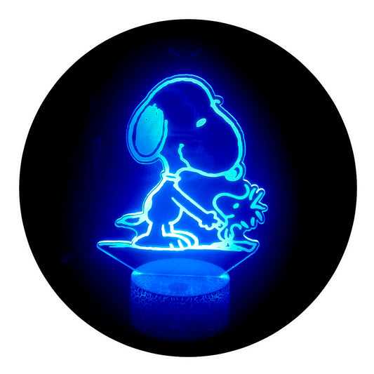 Lámpara 3D Led Snoopy y Woodstock
