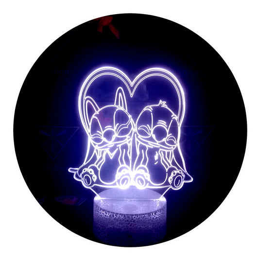 Lámpara 3D Led Stitch y Angela