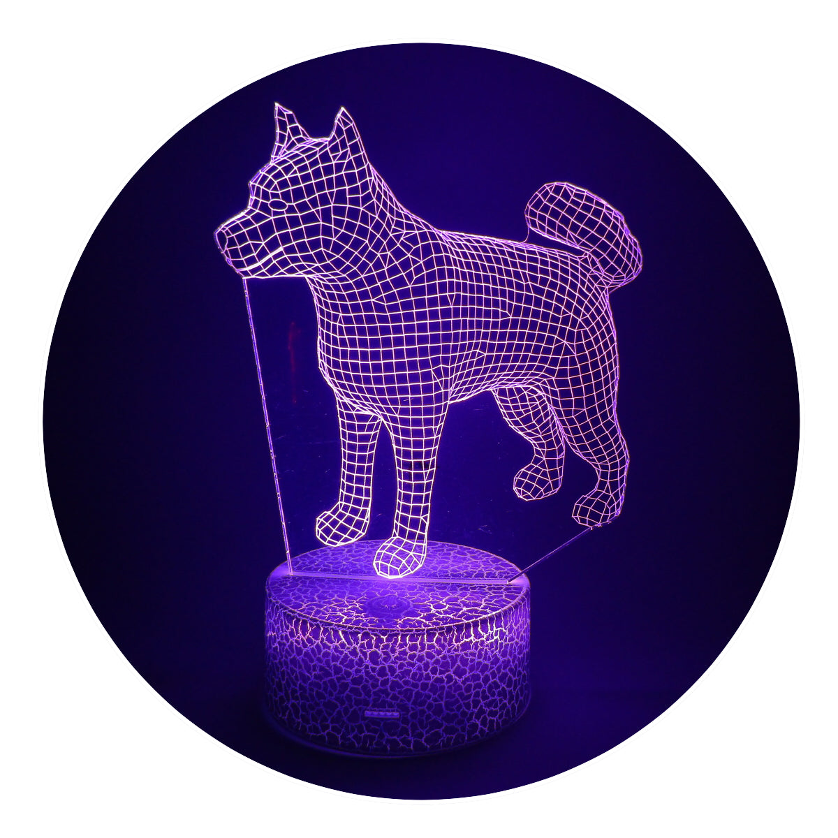 Lámpara 3D Led Perro Akita Mundo Animal
