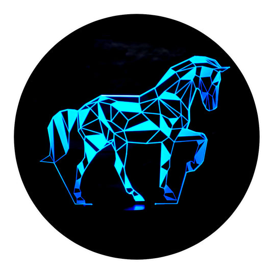 Lámpara 3D Led Caballo Geométrico