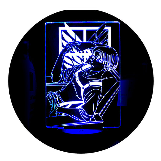 Lámpara 3D Led Capitan Levi Escudo Shingeki No Kyojin