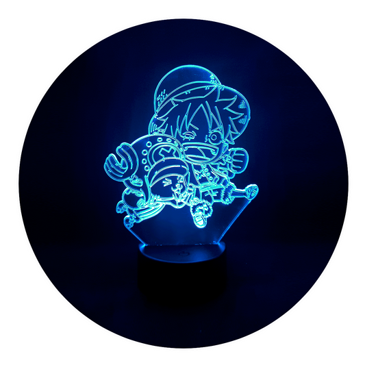 Lámpara 3D Led Mini Luffy y Chopper One Piece