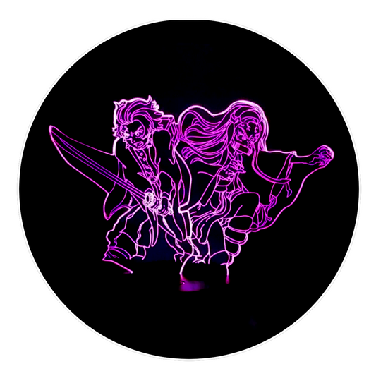 Lámpara 3D Led Tanjiro y Nezuko 002