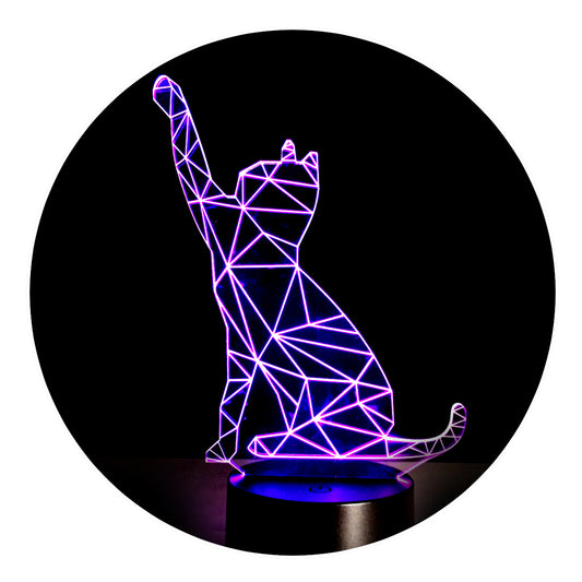 Lámpara 3D Led Gatito Felino Michi 03