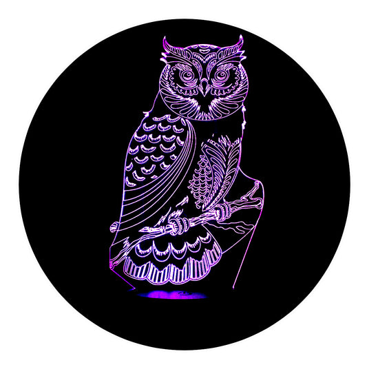 Lámpara 3D Led Búho Mundo Aves