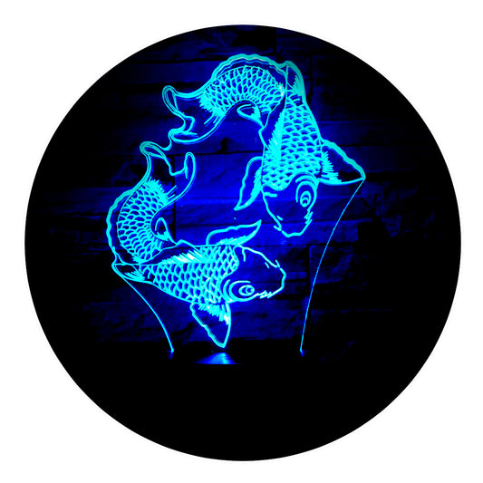 Lámpara 3D Led Peces Koi Mundo Marino