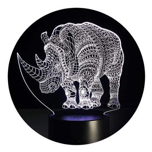Lámpara 3D Led Rinoceronte 02 Mundo Jurásico