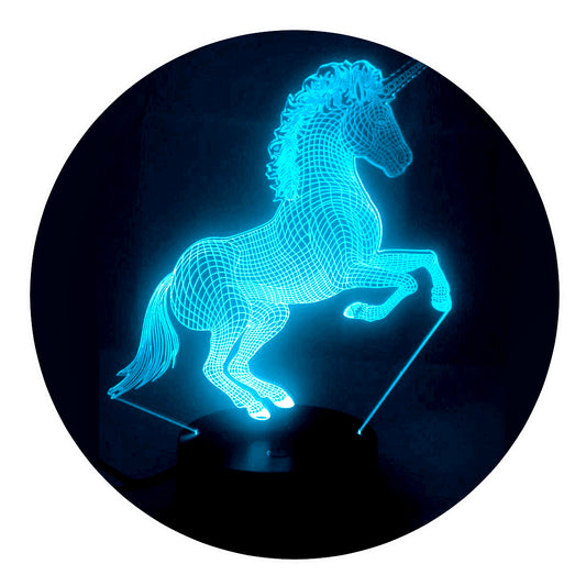 Lámpara 3D Led Unicornio Mágico 02