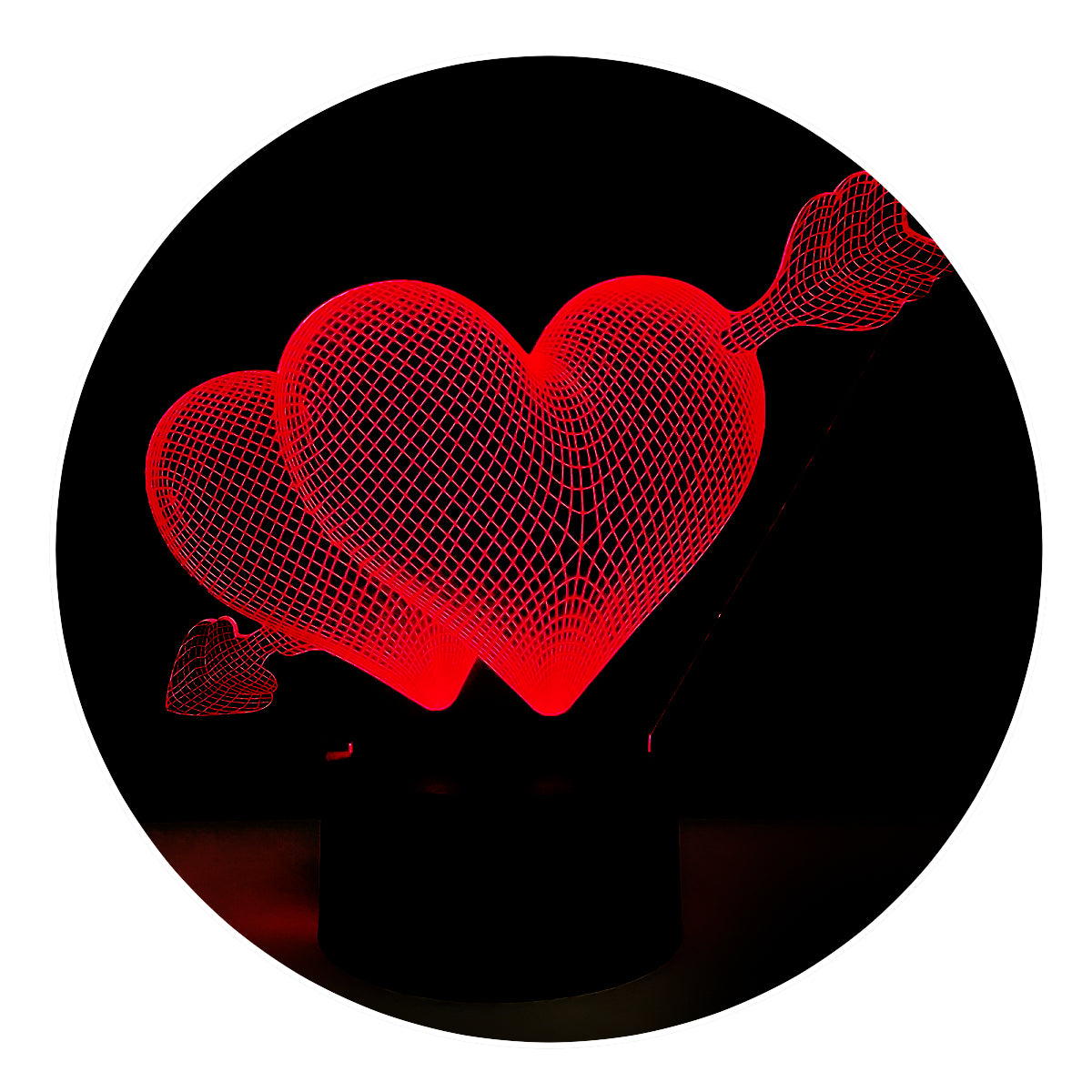 Lámpara 3D Led Corazones Flechados Amor 07