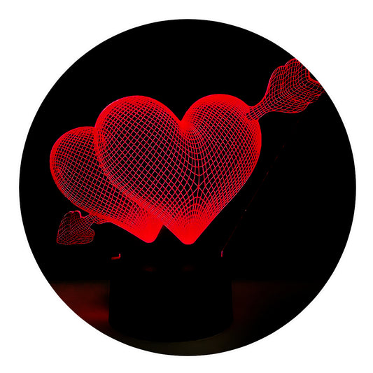 Lámpara 3D Led Corazones Flechados Amor 07