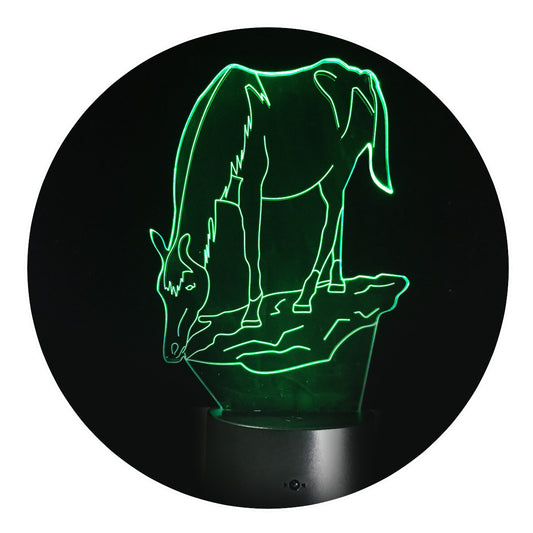 Lámpara 3D Led Caballo Tomando Agua