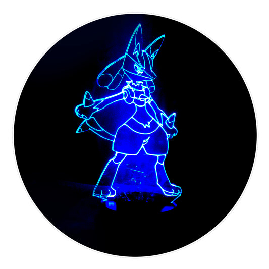 Lámpara 3D Led Lucario Pokemon Cuarta Generación