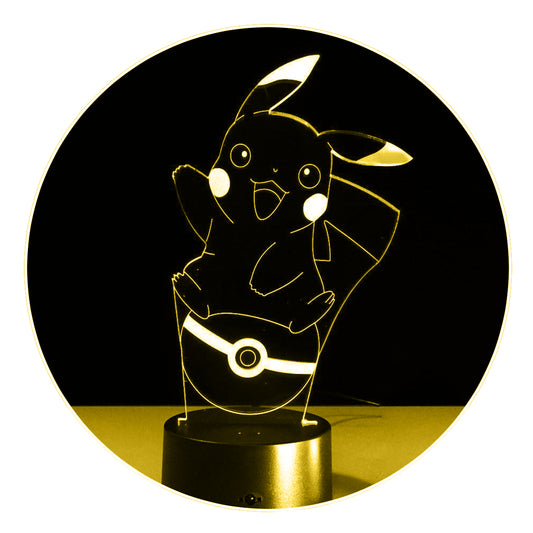 Lámpara 3D Led Pikachu y Pokebola