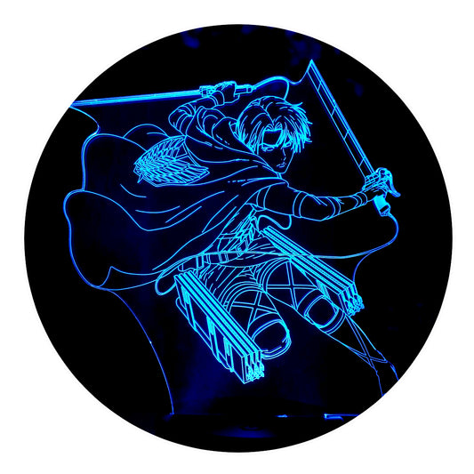 Lámpara 3D Led Levi Atacando Shingeki No Kyojin