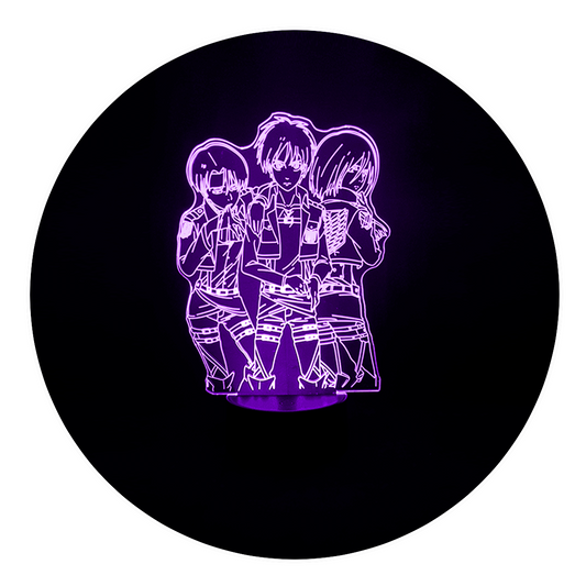 Lámpara 3D Led Eren Mikasa y Levi Shingeki No Kyojin