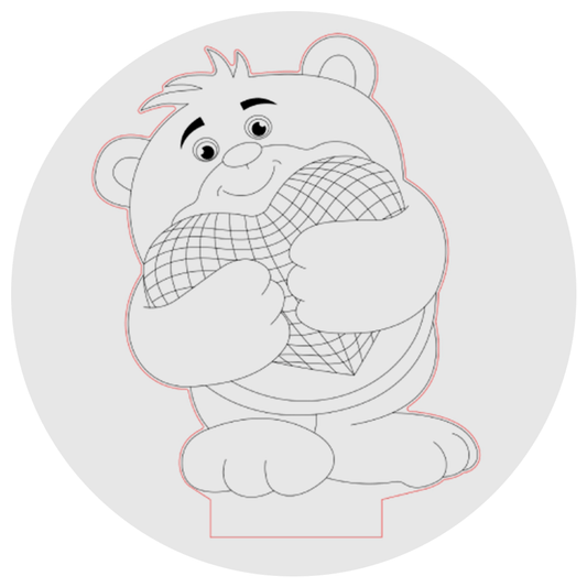Lámpara 3D Led Oso Abrazando un Corazón