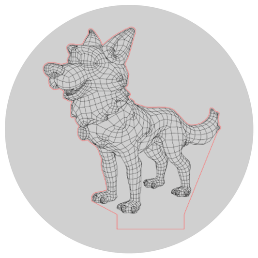 Lámpara 3D Led Lobo Cartoon Mundo Animal