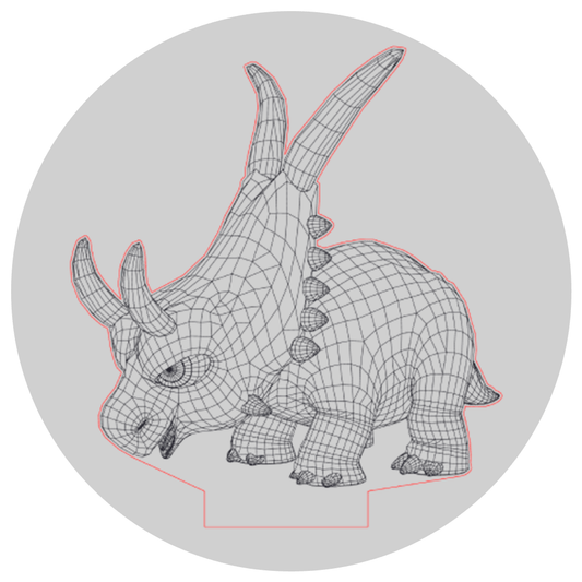 Lámpara 3D Led Dino Cartoon Diabloceratops