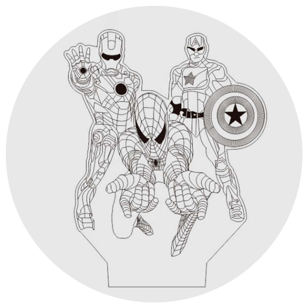 Lámpara 3D Led Spiderman Ironman Capitán América