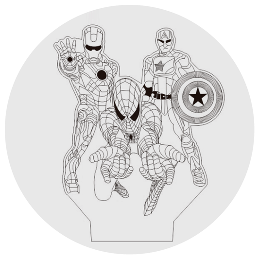 Lámpara 3D Led Spiderman Ironman Capitán América