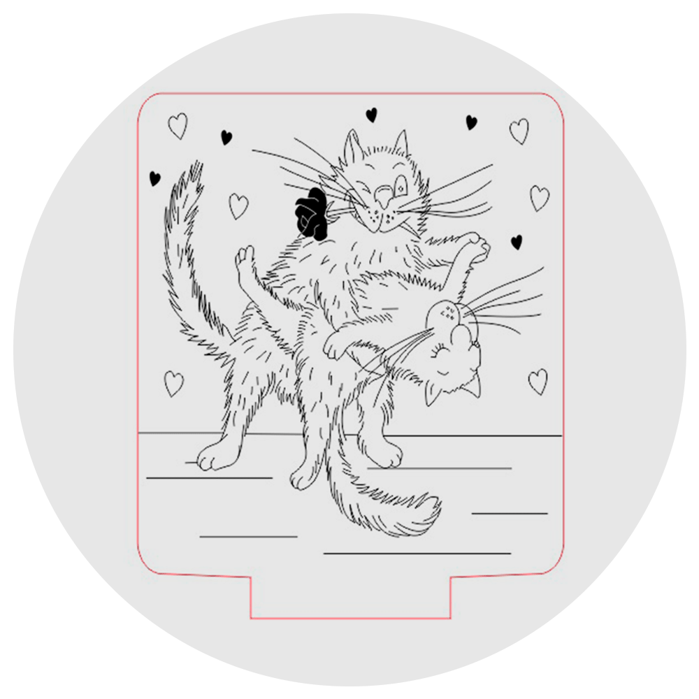 Lámpara 3D Led Gatos Enamorados Michis Amor 05