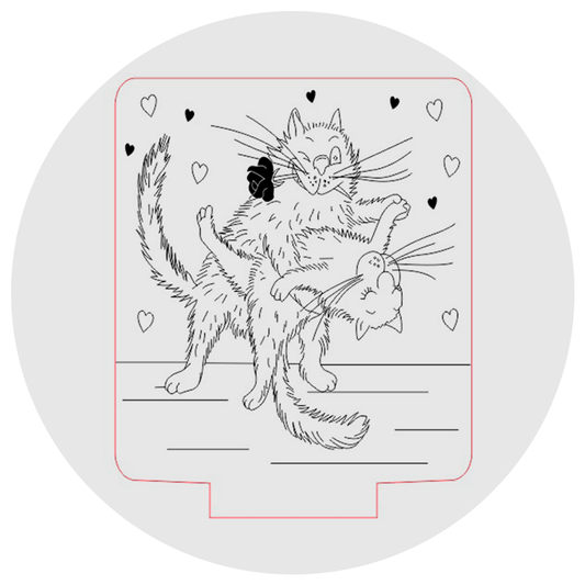 Lámpara 3D Led Gatos Enamorados Michis Amor 05