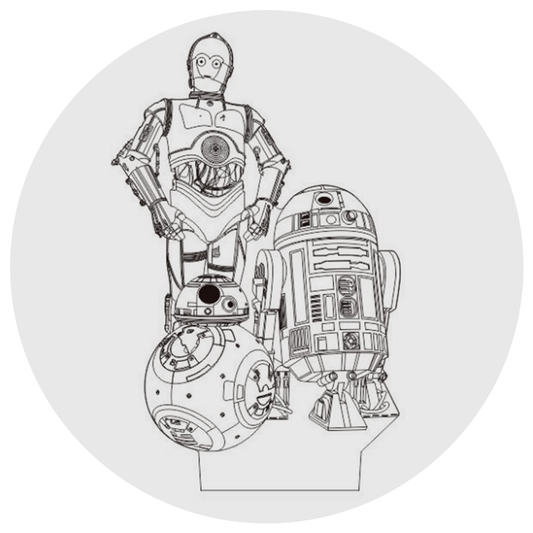 Lámpara 3D Led C3PO R2D2 BB8 Star Wars