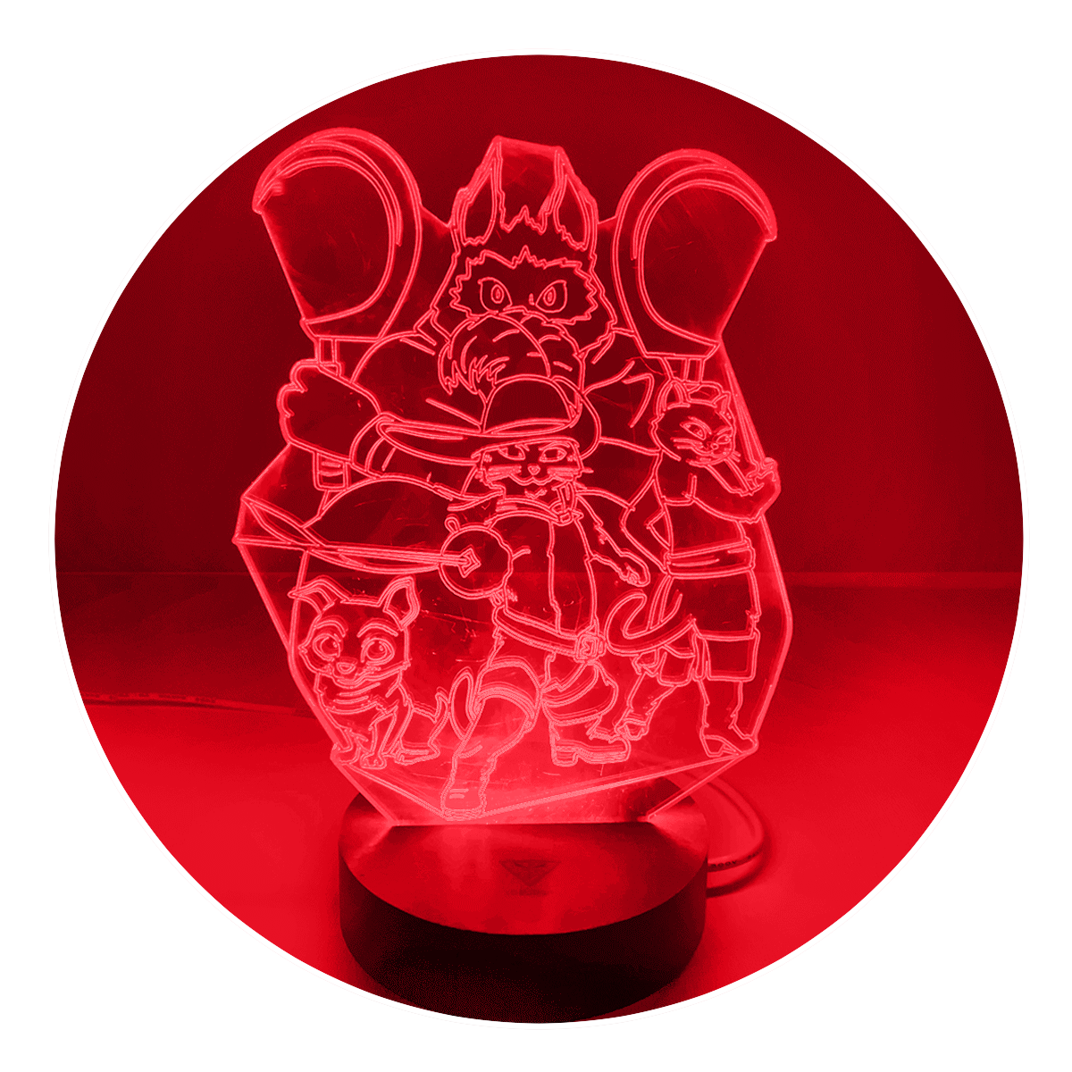 Lámpara 3D Led Gato Con Botas 001