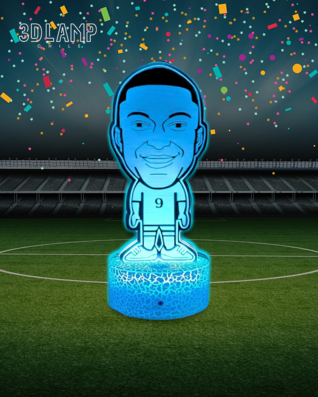 Lámpara De Mesa Kylian Mbappe Fútbol Ilusión 3d