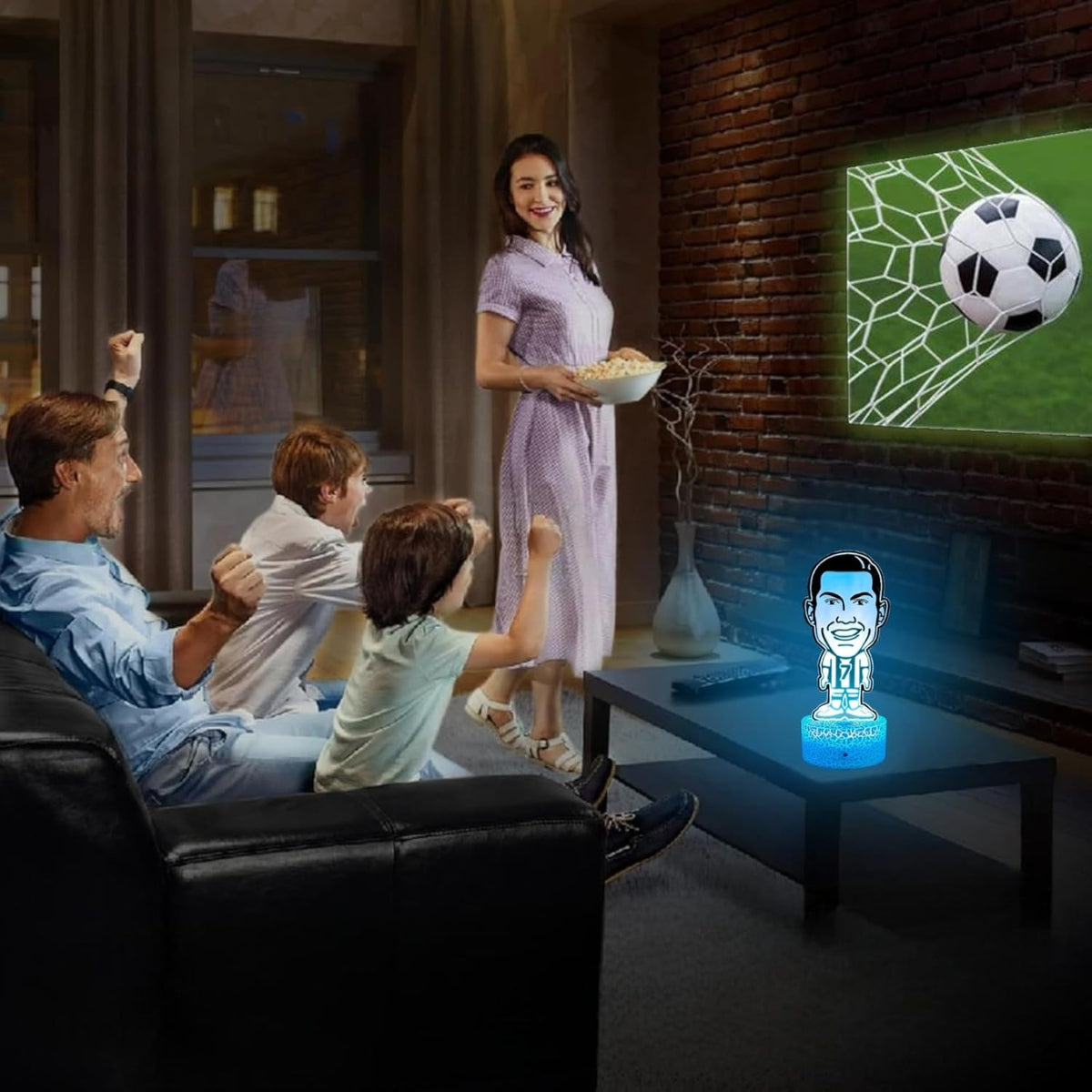 Lámpara De Mesa Cristiano Ronaldo Fútbol Ilusión 3d