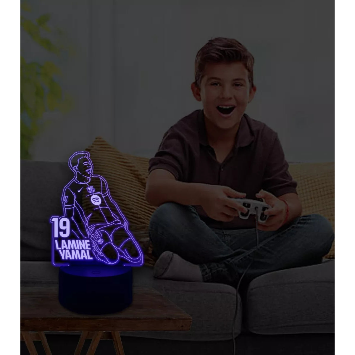 Lámpara De Mesa Lamine Yamal Fútbol Ilusión 3d