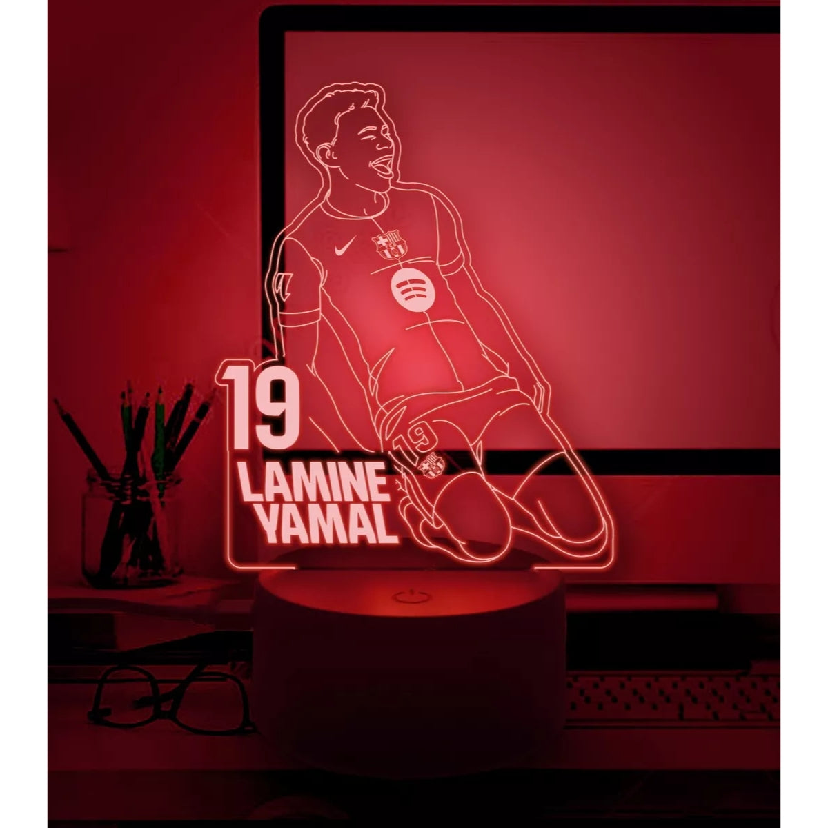 Lámpara De Mesa Lamine Yamal Fútbol Ilusión 3d