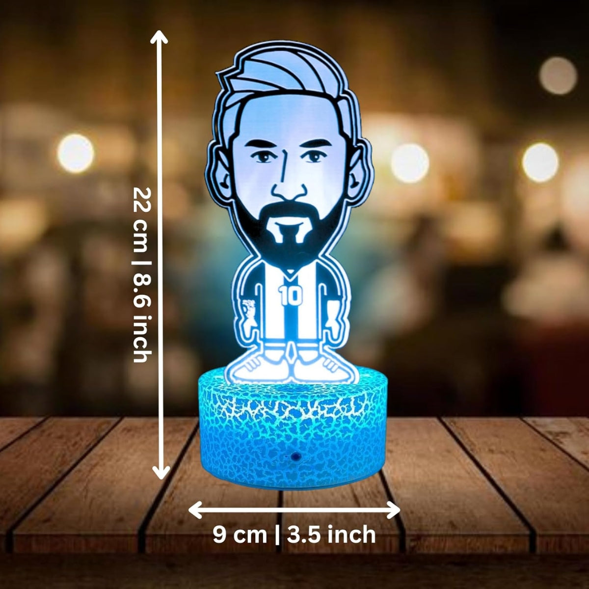 Lámpara De Mesa Lionel Messi Cabeza Grande Ilusión 3d