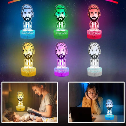 Lámpara De Mesa Lionel Messi Cabeza Grande Ilusión 3d