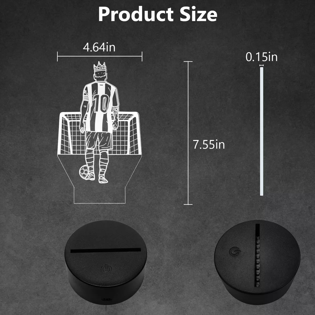 Lámpara De Mesa Lionel Messi Corona Fútbol Ilusión 3d