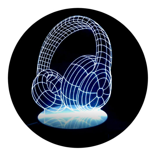 Lámpara 3D Led Audífonos Modernos