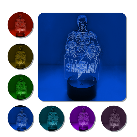 Lámpara 3D Led Shazam Superheroe Dc