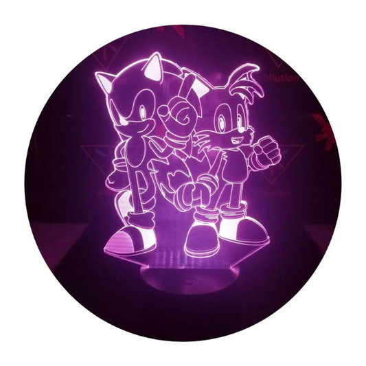 Lámpara 3D Led Sonic y Tails - The Hedgehog