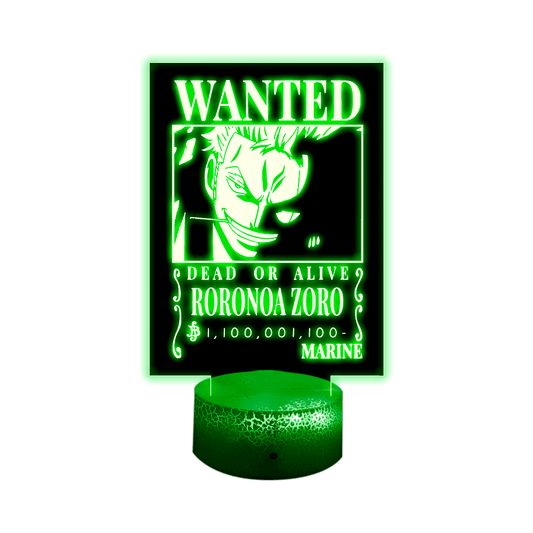 Lámpara 3D Led Decorativa Zoro Wanted
