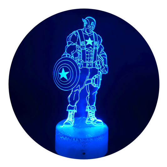 Lámpara 3D Led Capitan América y su Escudo