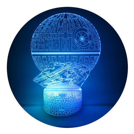 Lámpara 3D Led Estrella de la muerte y Halcón Milenario