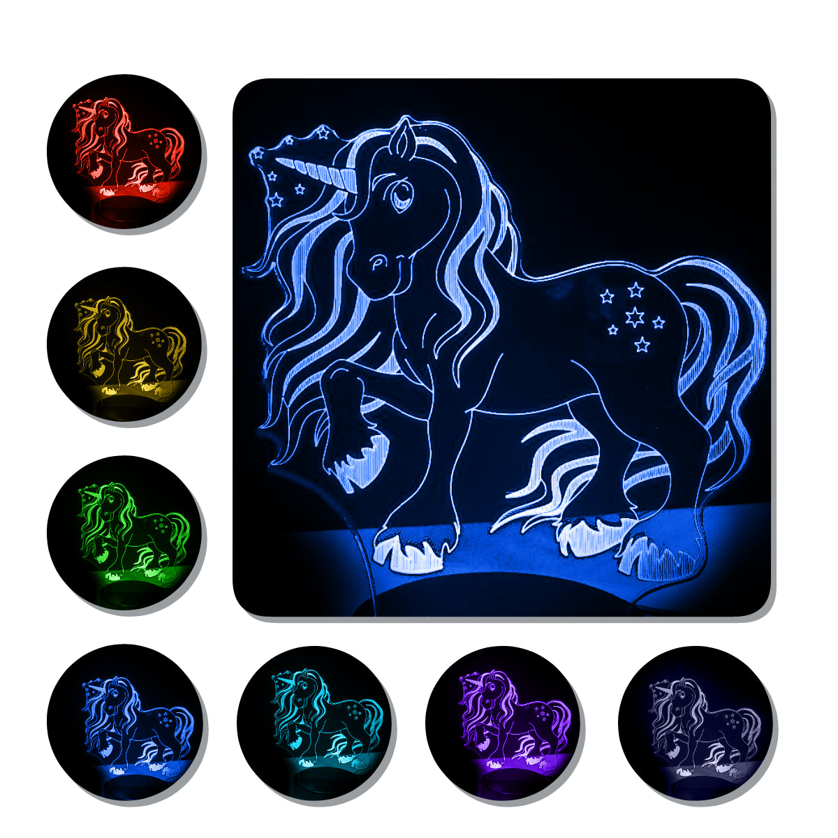 Lámpara 3D Led Mágico Unicornio